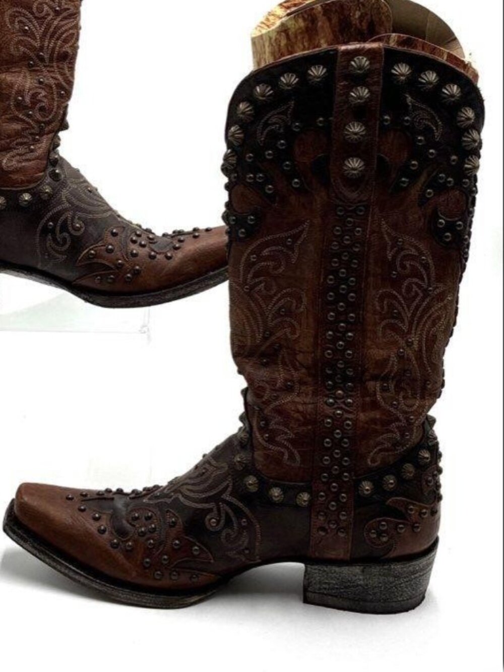 Old Gringo Raelene Boots Studded everywhere, Brown to dark brown, snip toe sz8.5 - Picture 8 of 9